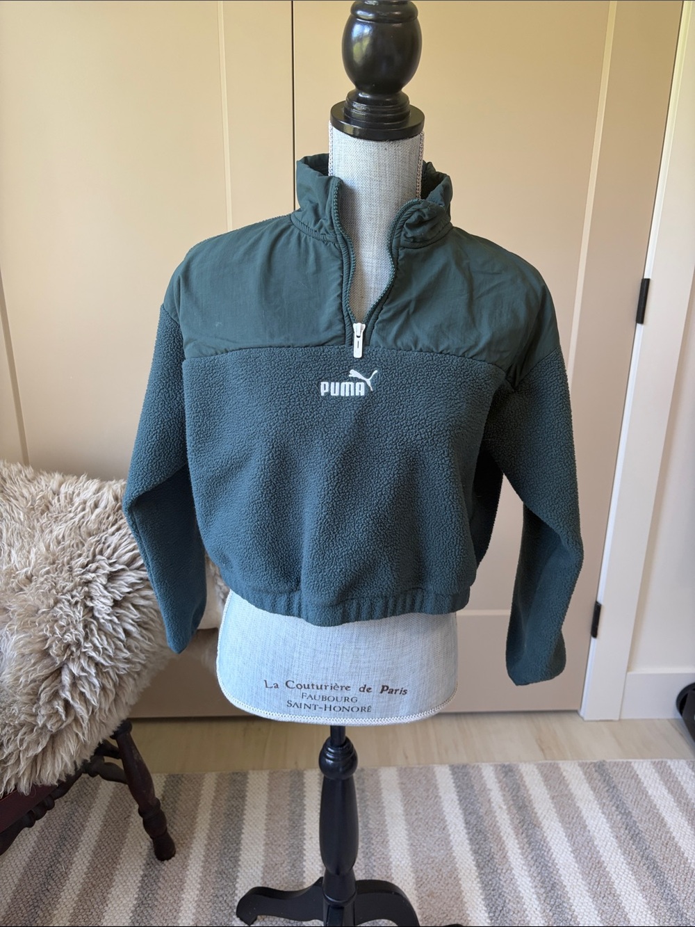 Puma Dark Green Half-Zip Fleece Pullover